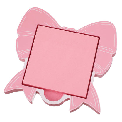 BrightRow Pink Bow Sticky Note Holder Large Wood Notepad Dispenser 3 x 3 Sticky Notes Organizer Cute Self Stick Memo Pad Holder for Desk Office Back to School Gift, No Pads Included