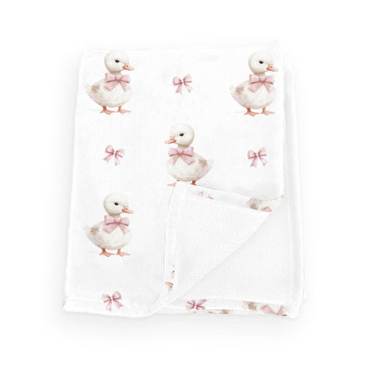 Cute Duck Pink Bows Baby Blankets for Boy Girl Farm Ducks Swaddle Flannel Receiving Blanket Soft Lightweight Infant Toddler Newborn Crib Stroller Ducks 40x50inch