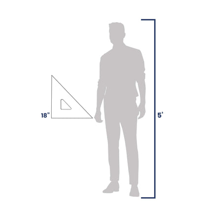 Pacific Arc Drafting Triangle, 18-inch, 45/90 Degrees, Clear Acrylic