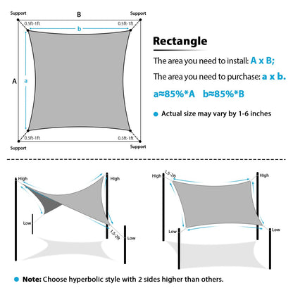 Amagenix Shade Sail 10'X20' Rectangle Sand UV Block Breathable Sun Shade Canopy for Outdoor Patio Garden Deck Backyard, Customizable