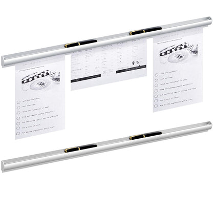 Henoyso 2 Pcs Restaurant Ticket Holder 16/18/24/28/30/32/40/44" Slide Check Rack Receipt Holder Aluminum Silver Order Ticket Rack for Commercial Kitchen Office Cafes Pubs Bar(44 Inch,Pen Slot)