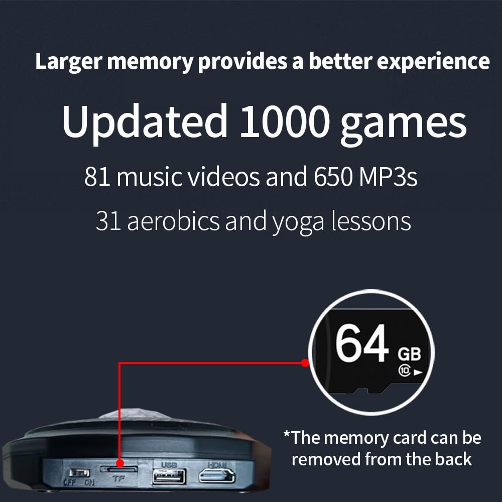 WuZhuangYuan A Single-Person Dance mat with Camera, 64GB Card, 650 Songs, 1000 Games, 81 Music Videos. Luxurious Gift for Boys and Girls, Made of high-Grade Flannel. Suitable for TV use.