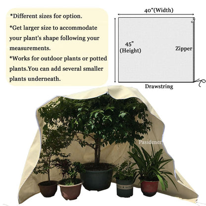Pasidener Plant Covers Freeze Protection 2.8oz 3 Packs 45"x40" Winter Tree Covers Frost Blankets for Outdoor Plants with Zipper Drawstring- Frost Cold Pest Protection for Shrubs Fruit Tree
