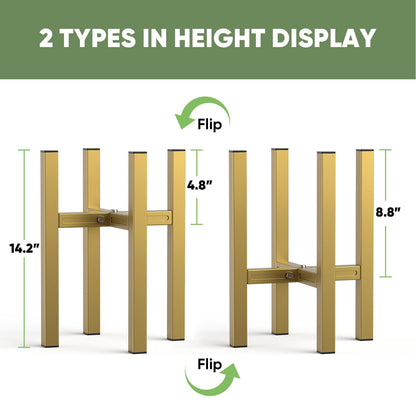 MUDEELA Plant Stand for Indoor and Outdoor: Adjustable Width Fits for 8-12 Inch Pots - Metal Heavy Duty Plant Stand Holder Up to 200lbs, 14.2 Inch Single Tier Planter Stand (Without Pot) (Gold, 1 Pack)
