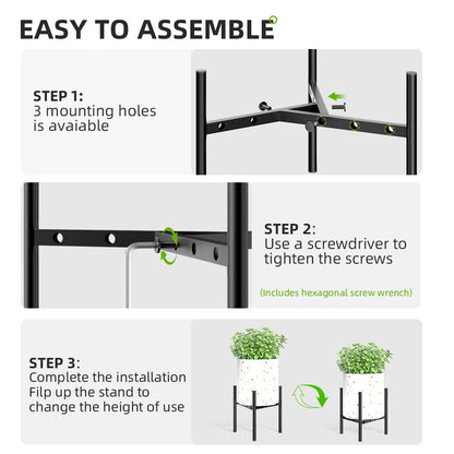 Gaoymsym Plant Stand Indoor Adjustable Pot Holders, Metal Plant Stand Outdoor, Anti-Rust Black Metal Plant Holder for Outdoor Corner and Indoor clearance ,Fits 8"-12" Pots, 9.5" Height, 1 Pack
