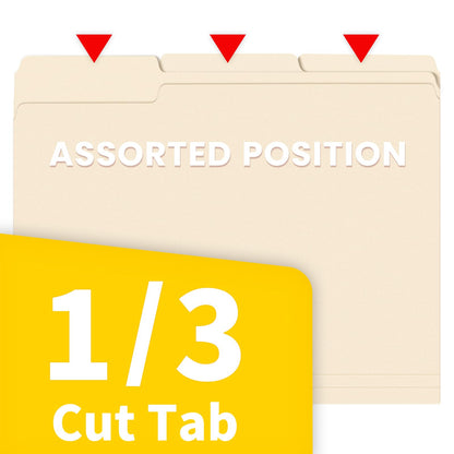 SUNEE Manilla Folders Letter Size (8.5 x 11 inches),100 Per Box, 1/3 Cut Tab for Easy Labeling and Organization, Durable Standard Paper for Home, Office, School Filing