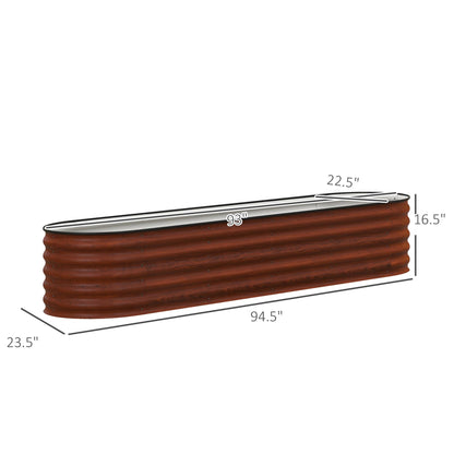 Amacv 8' x 2' x 1.4' Galvanized Raised Garden Bed Kit, Outdoor Metal Elevated Planter Box with Safety Edging, Easy DIY Stock Tank for Growing Flowers, Herbs & Vegetables, Brown