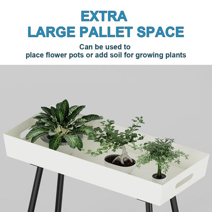 DHYGOTFUR 2-Tier Aluminum Plant Stand Indoor Outdoor with Built-in Handles, Anti-Fall Top Storage Box, Heavy Duty Multi-Use Plant Rack & Display Shelf for Patio Garden Lawn Balcony Living Room