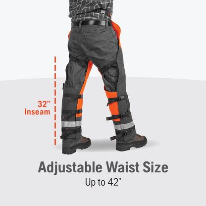 Husqvarna Technical Apron Wrap Chainsaw Chaps 40- to 42-Inch, Chainsaw Safety Equipment with 5 Layers, Adjustable Belt and Gear Pocket, Orange