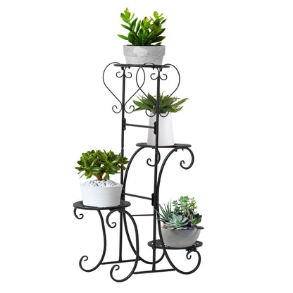 GXFCHYL Metal Plant Stand Indoor & Outdoor Wrought Iron Plant Stands Flower Pot Holder Shelf for Multi Plants, Flower Holder Racks for Patio Garden, Living Room, Corner Balcony (4 Tier)