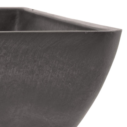 PSW Pot Collection 12x6 inch Plastic/Stone/Wood Composite Square Planter – No Drainage Hole (Drillable), Modern Indoor/Outer Pot for Flowers, Foliage, Succulents, Fairy Gardens, Dark Charcoal