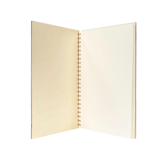 Cregugua 4 Pack A4 Wood Cover Jounal Notebook 80 pages Sketchbook 9x12 Inch Unlined Spiral Notebook for Crafts