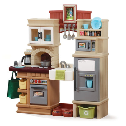 Step2 Heart of the Home Kids Kitchen Playset, Indoor/Outdoor Kitchenette, Interactive Play with Lights and Sounds, Made of Durable Plastic, Includes 40 Piece Toy Accessories, For Toddlers 2+ Years Old