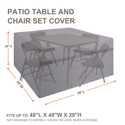 Waterproof Square Patio Table and Chair Covers 48''L x 48''W x 29''H 600D Heavy Duty Outdoor Furniture Cover for Square Firepit Table Set Windproof UV-Resistant Small Patio Cover