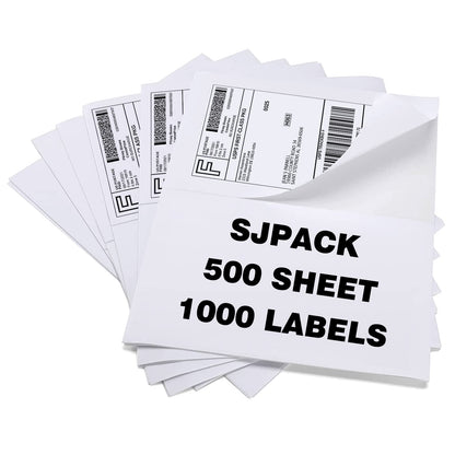 SJPACK 1000 Half Sheet Self Adhesive Shipping Labels, 8.5" x 5.5" Address Labels for Laser & Inkjet Printers(1000 labels-500 Sheet)