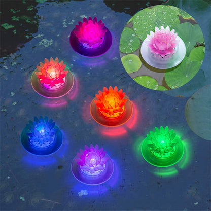 pearlstar Solar Pond Lights Waterproof LED RGB Solar Floating Lights Swimming Pool Pond Floating Night Light for Swimming Pool Spa Patio Wedding Party Christmas Decorations(4Pcs Lotus)