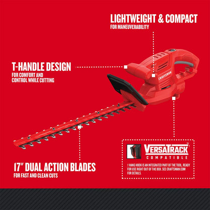 CRAFTSMAN Hedge Trimmer, 17-inch, Corded (CMEHT150)