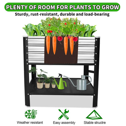 Megawodar Elevated Metal Raised Garden Bed, Large Outdoor Metal Planter Box Big Flower Plant Pot for Planting Flowers Vegetables and Herbs (Silver, Small)