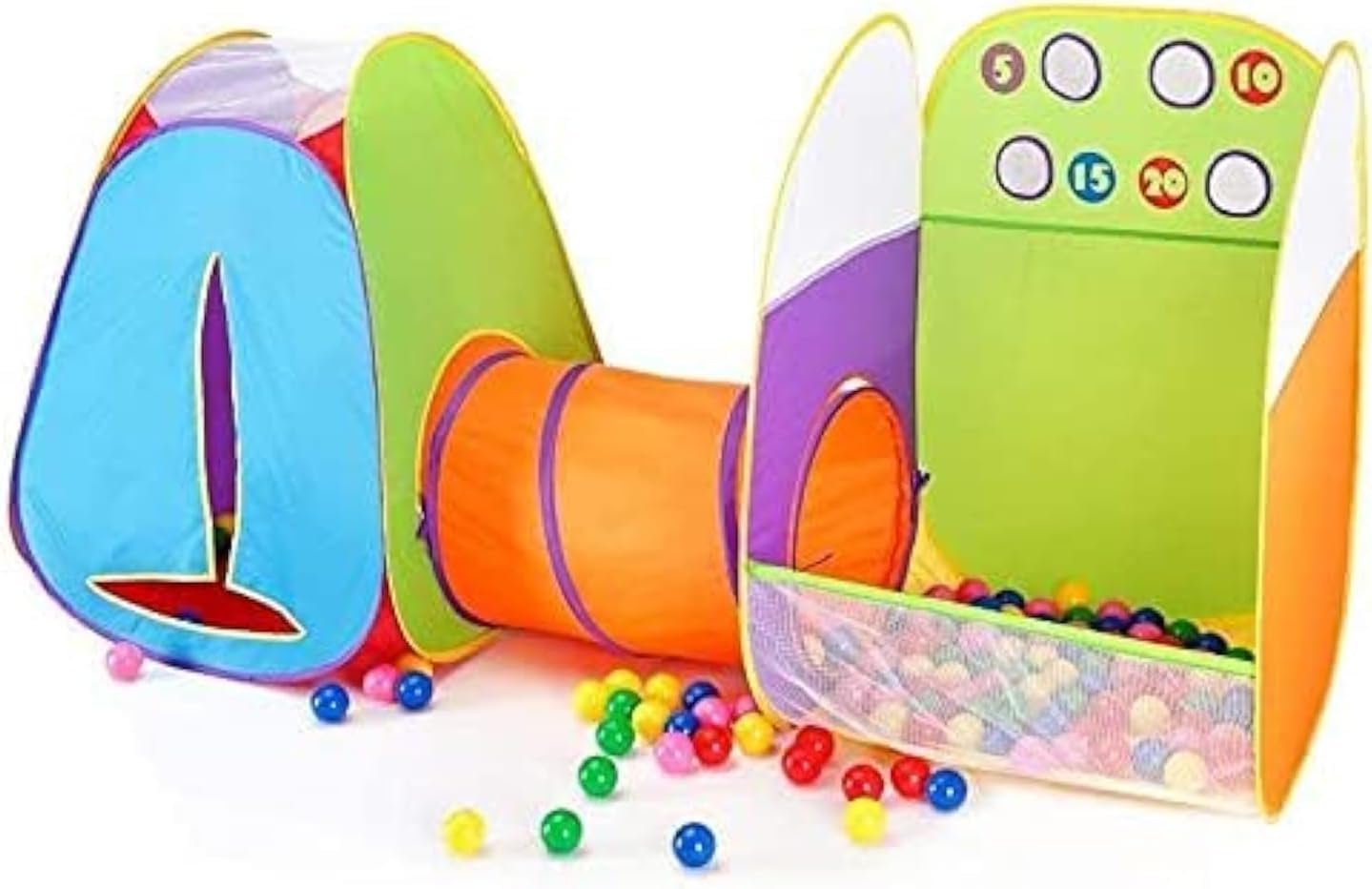 Alvantor® Kids Tent Play Tents & Tunnel 3-in-1 Pop Up Tent with Tunnel Toddler Ball Pit Indoor/Outdoor Tents Fun Toss It Game Zone Playhouse for Children (Include 4 Balls)