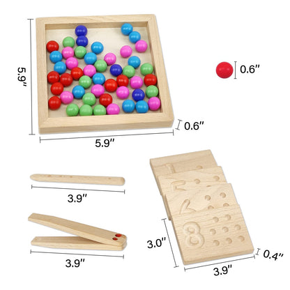 BBtinker Wooden Number Tracing Board Set, Toddler Montessori Math Beads Counting Toy, Preschool Learning and Educational Math Game for Kids