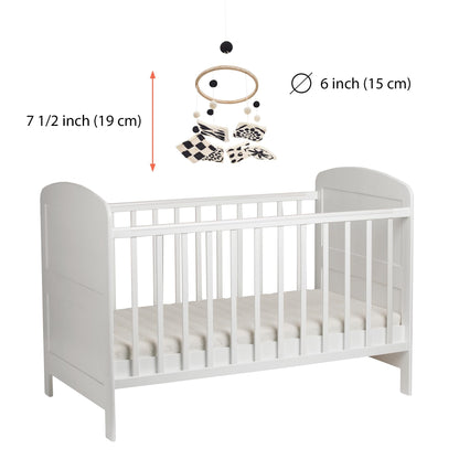 GLACIART ONE Black and White Baby Crib Mobile | Safe High Contrast Wool Toys, Neutral Room Decor for Boy & Girl | Develops Cognitive, Visual & Motor Skills | Great Gift Idea