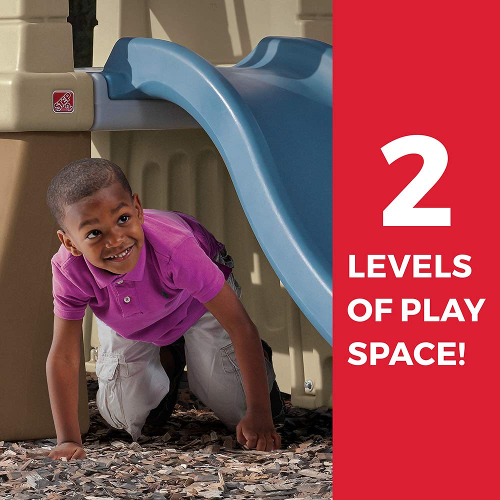 Step2 Play Up Gym Set for Kids, Outdoor Swing Set, Backyard Slide, Swings, Playhouse, & Crawl Space, Two Tier, Easy Set Up, Toddlers Ages 3-6 Years Old