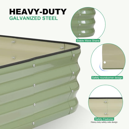 1MORE Raised Garden Bed -5X3X1 Galvanized Planter Box for Outdoor Gardening,4 in 1 Modular Raised Bed Kit with Protective Tape, Gloves for Herb,Ideal for Vegetables and Plants.Green-1Pack