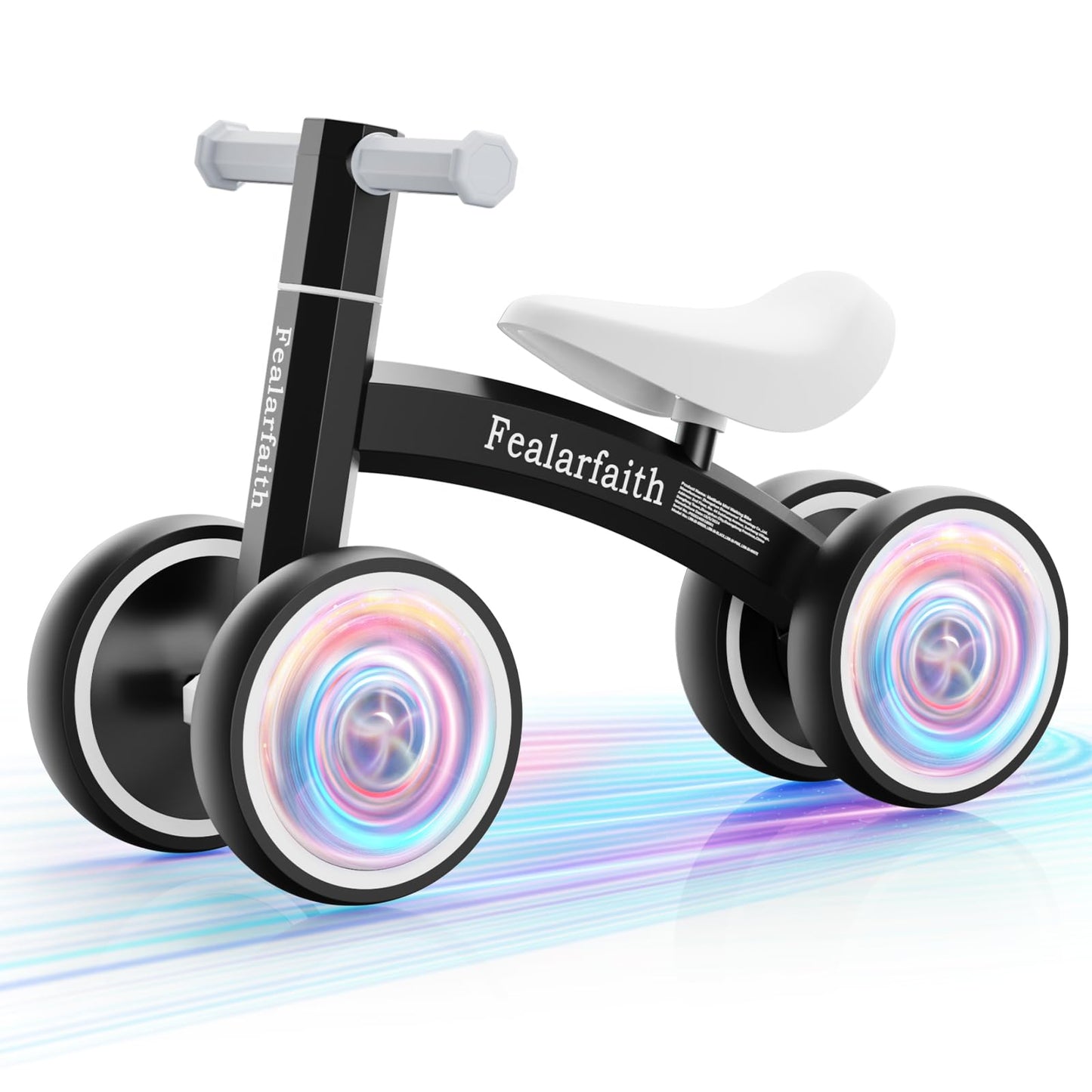 Baby Balance Bike for 1 Year Old Boys Girls, Toddler First Bike with 4 Colorful Lighting Wheels | 10-36 Month Toddler Balance Bike | First Birthday Gifts (Black)