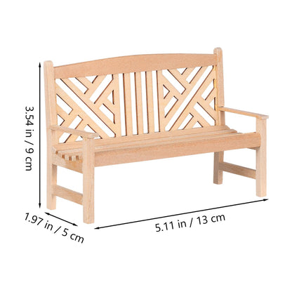 NUOBESTY Dollhouse Bench 1:12 Scale Miniature Bench, Unfinished Wood DIY Paintable Double Seat Mini Furniture for Dollhouse Garden Park Patio Fairy Garden Scene Accessory Craft Decor