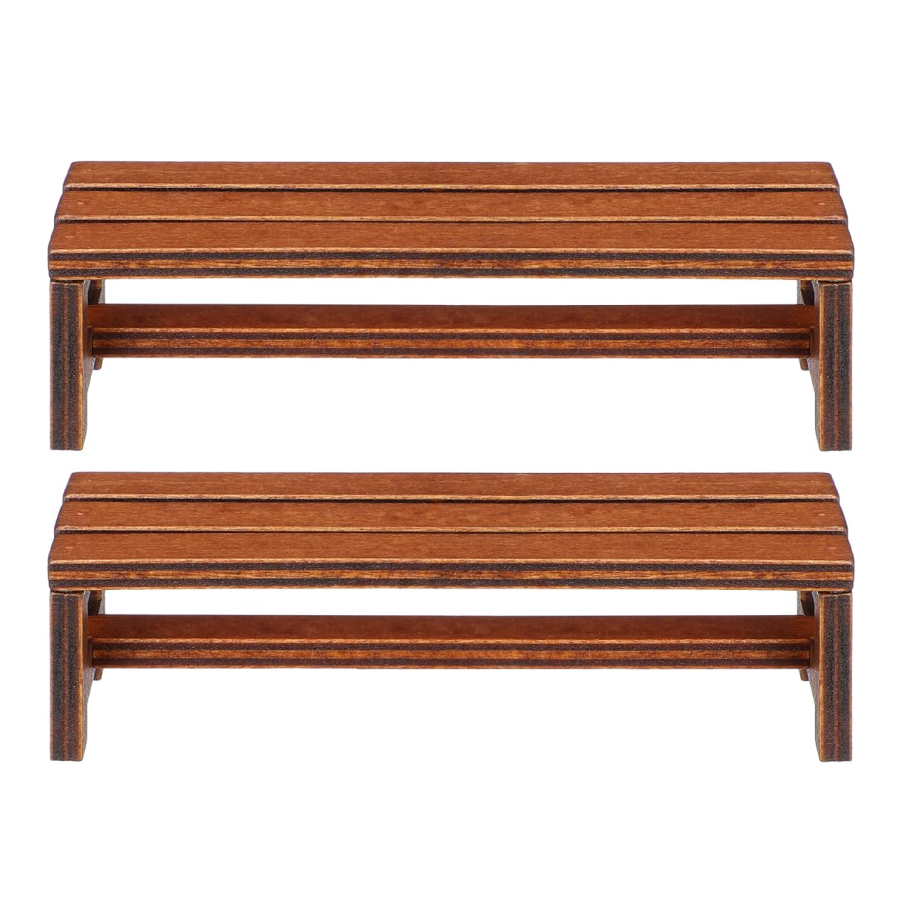 Garneck 2 Pack Miniature Wooden Benches for Dolls: 1:12 Tiny Fairy Garden Bench Figurines Dollhouse Furniture Accessories for Crafts Mini Park Chair Model for DIY Micro Landscape Scene Bonsai Decor