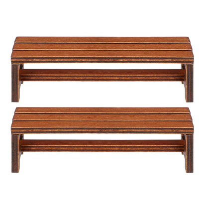 Garneck 2 Pack Miniature Wooden Benches for Dolls: 1:12 Tiny Fairy Garden Bench Figurines Dollhouse Furniture Accessories for Crafts Mini Park Chair Model for DIY Micro Landscape Scene Bonsai Decor