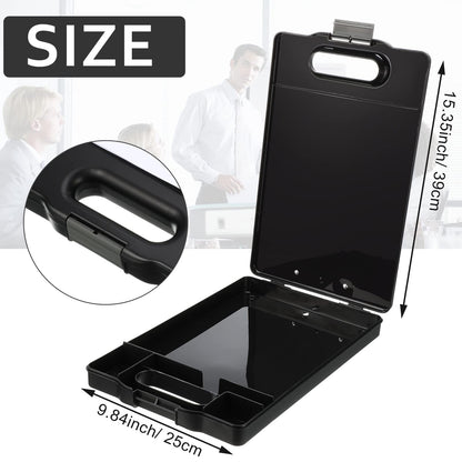 Fainne 6 Pcs Heavy Duty Clipboard with Storage and Handle Plastic Compartments Built-in Pen Holder Large Capacity Foldable Clipboard with Storage and Clip, 9.8x15.3(Black)