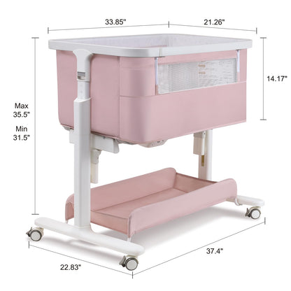 Staroyal Electric Bassinet Baby Cradle 3 Rocking Motion, 3 in 1 Baby Bassinets for Newborn with 5 Heights Adjustable, Girl/boy Automatic Rolling Bedside Sleeper, Pink