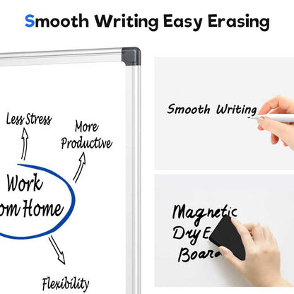 VUSIGN Magnetic Whiteboard 48" x 36", Large Dry Erase Board for Wall with Silver Frame, Wall-Mounted White Board for Office, Classroom & Home, Includes Markers, Magnets and Eraser