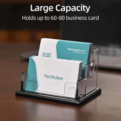 PecMuikee Business Card Holder for Desk，Acrylic Business Card Display Stand,Multiple Business Card Holders for Office, Exhibition, Home, Restaurant 2 Slot 1pcs Tier
