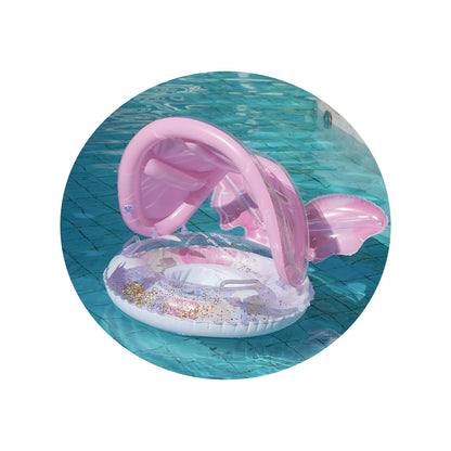 Pool Floats Kids, Inflatable Baby Toddler Swim Ring with Gold Glitter Butterfly Back Support, Ages 6+ Months Under 50 lb, Cute Summer Pool Floaties, Baby Beach Essentials, Dreamy Butterfly Design