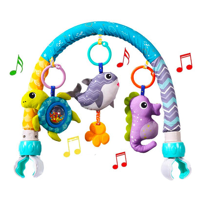 ORZIZRO Baby Stroller Arch Toys, Crib Mobile for Infants Adjustable Bassinet Mobile with Universal Clamp, Activity Toy Bar for Bouncer Newborn CarSeat Stroller Toy Sense Toys for Baby 0 6 12 Months