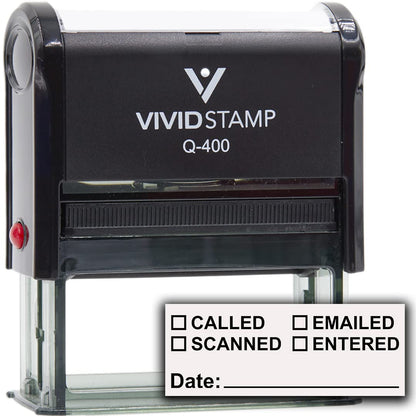 [] Called [] Scanned [] Emailed with Date Line Self-Inking Office Rubber Stamp (Black Ink) - Q-400