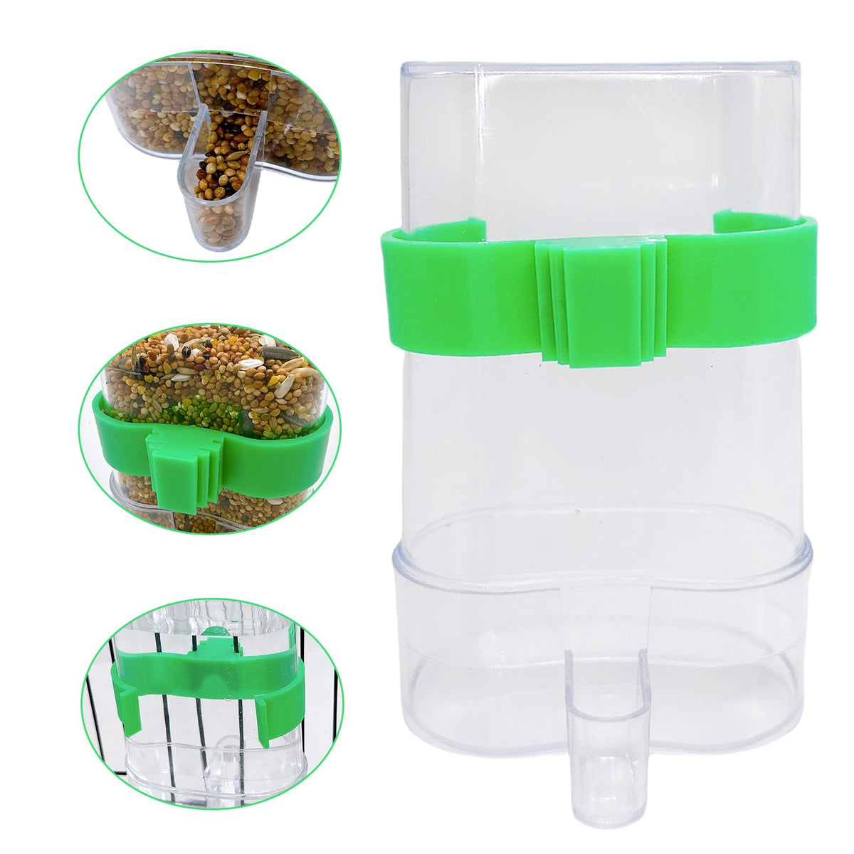 Automatic Bird Water Dispenser Parrot Water Feeder Bird Seed Food Container Parakeet Waterer Cockatiel Cage Accessories Automatic Feeding for Finch Lovebird Canary Small Birds(2Pcs)
