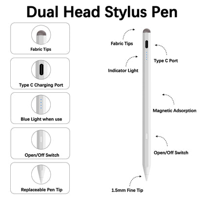 Stylus Pen for iPad Pencil 11th A16/10th/9th Gen,2Pack iPad Pencil Pro Fast Charing,Active iPadPen for 2018-2025 iPad11 A16/10/9/8/7/6,iPadPro 13"/11"/12.9"/M4,iPadAir 6/5/4/3/M2,iPadMini 5/6/7 Gen