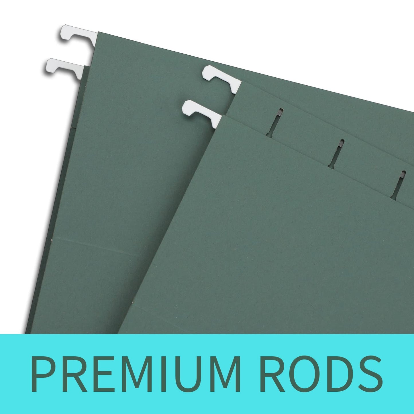 HERKKA Hanging File Folders, 80 Pack Reinforced Letter Size Hanging Folders with Heavy Duty 0 Inch Expansion, Designed for Bulky Files, Medical Charts, 1/5-Cut Adjustable Tabs, Green