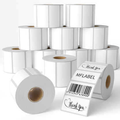 MFLABEL 12 Rolls Thermal Shipping Labels (12,000 Labels) - 2.25 x 1.25 Inch Direct Thermal Perforated Stickers for FBA, Barcode, SKU, Packaging – Compatible with Zebra, Rollo, Munbyn Thermal Printers