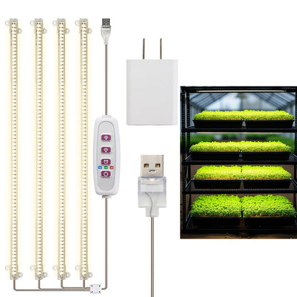 RooTrimmer 20 Inch Grow Light for Seed Starting for 1020 Trays Full Spectrum LED, Hydroponics Growing System Lights, Indoor Greenhouse Plant Lamp, 8/12/16H Timer & Dimmable Grow Lamp, 4 Pcs