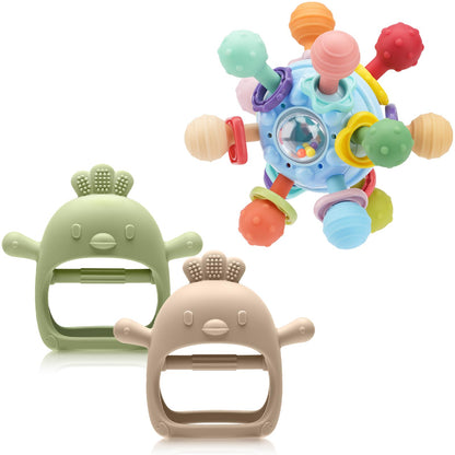 TOHIBEE Baby Montessori Sensory Teething Toys + Baby Teething Mitten for 0-6 6-12 Months