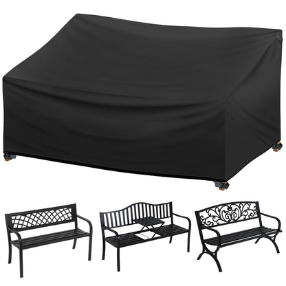 Outdoor Bench Cover 2 Seater Waterproof, 52" W X 28" D X 35" H All Weather Patio Bench Cover for Outside Furniture, Loveseat, Sofa Couch, Bench and Glider, Black