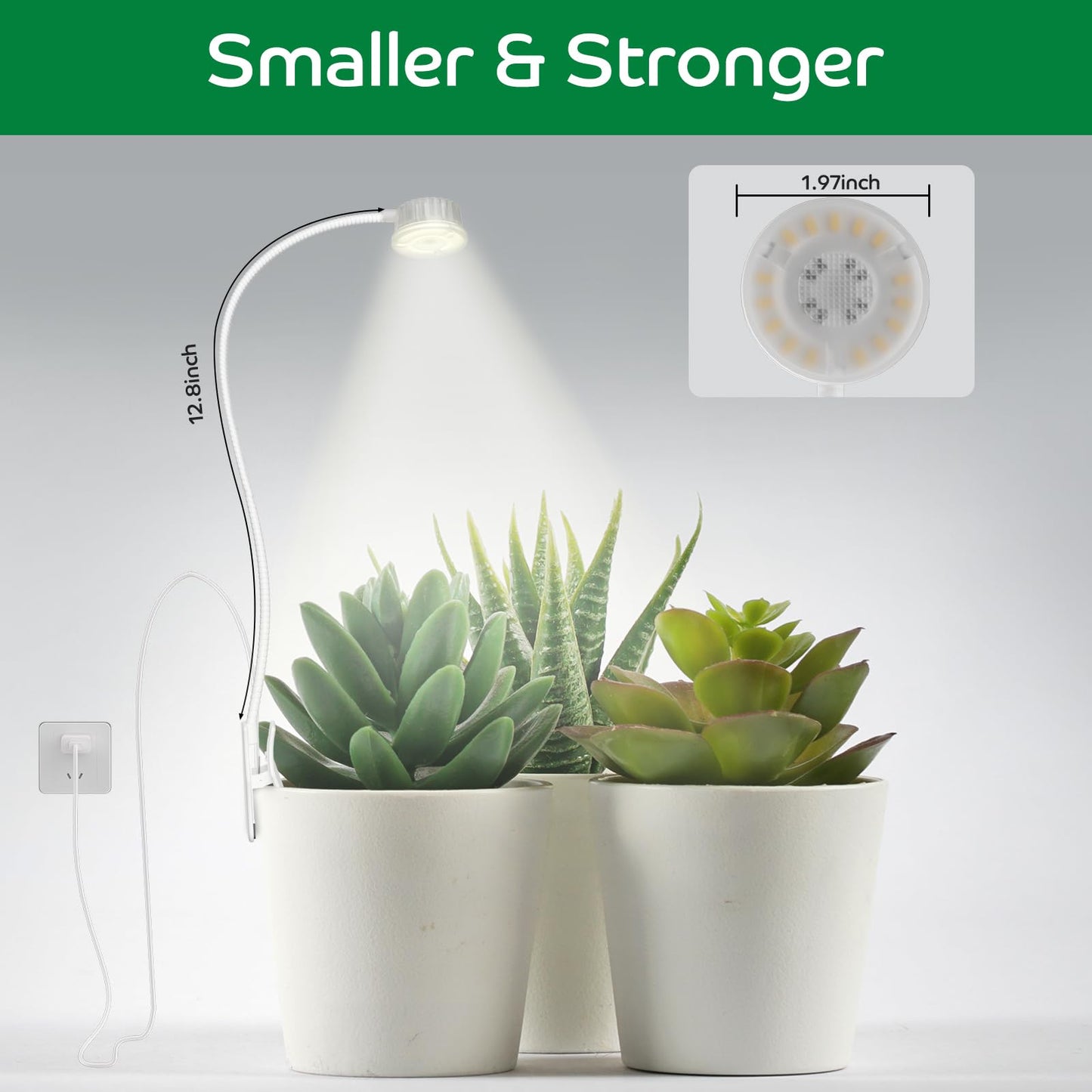 YKoliron Grow Lights for Indoor Plants, Clip on Full Spectrum Plant Light, Plant Grow Lights Indoor with Adjustable Gooseneck and 10-Level Dimming, 3/9/12H Timer for Office Home (1 Pack)
