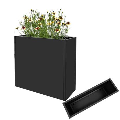 Metal Planter Box, 34*10*30In Rectangular Steel Planter Box with Water Bag and Gloves, Indoor &outdoor Metal Garden Box with Drainage Hole for Gardens, Courtyards, Balconies, Black (30 In Tall)