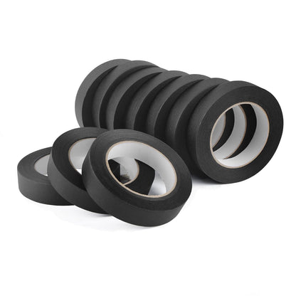Lichamp 10 Pack Black Painters Tape 1 inch, Medium Adhesive Black Masking Tape Bulk Multi Pack, 1 inch x 55 Yards x 10 Rolls (550 Total Yards)