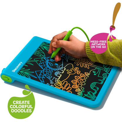 Discovery™ Bright Doodles LCD Art Tablet - Mess-Free Colorful Drawing Pad & Tethered Stylus| Widescreen Display| LCD Writing Tablet for Kids| Arts & Crafts Toy| Toddler Learning Toy| Doodle Board Gift