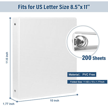 1-Inch 3-Ring-Binder with Pockets, 1'' Basic Binders 1-inch View Round Binders Holds 200 Sheets US Letter Size 8.5'' x 11'' - Bundle Packs Perfect for Home, Office, and School (1-inch)
